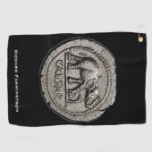象シーザーローマ皇帝コインラウンド ゴルフタオル (横)