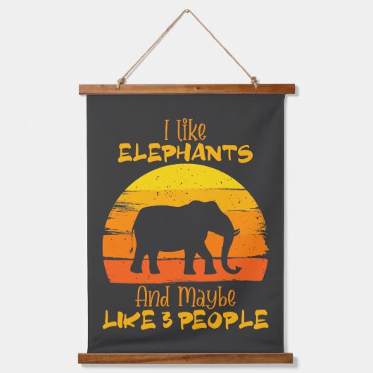 象タペストリー,かわいい象の贈り物,ヴィンテージ 吊り下げ型タペストリー (正面)