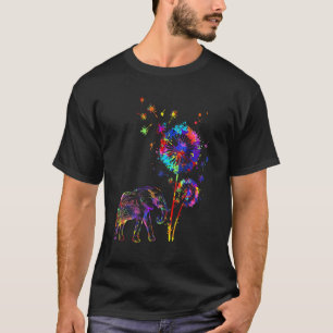 象タンポポ花象の水色 Tシャツ