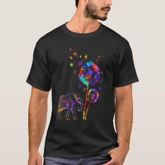 象タンポポ花象の水色 Tシャツ (正面)