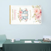 象ツインズガールズベビーシャワー背景デコール 横断幕 (トレードショー)