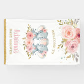 象ツインズガールズベビーシャワー背景デコール 横断幕 (横)