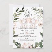 象ツインズフローラ緑リースベビーシャワー 招待状 (正面)