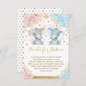 象ツインズブルーピンクフローラブックスベビー エンクロージャーカード (正面/裏面)