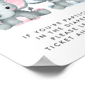 象ツイン女の子の男の子の赤ちゃんシャワーおむつラッフル ポスター (角)