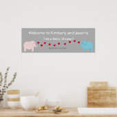 象テーマツインボーイ&ガールベビーシャワーバナー ポスター (キッチン)