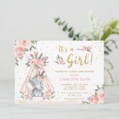 象トバル赤面フローラガールベビーシャワー 招待状 (スタンド正面)