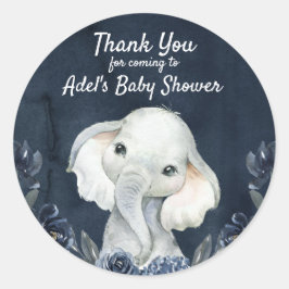 象ネイビーフローラシールのラベル ラウンドシール