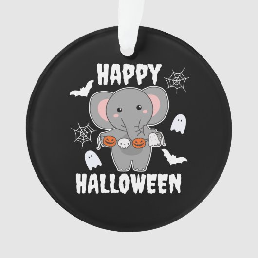 象ハッピーハローウィンカボチャこうもりの衣装 オーナメント (正面)