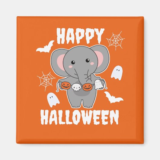 象ハッピーハローウィンカボチャこうもりの衣装 マグネット (正面)