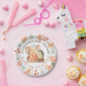 象ハリネズミ名ありがとう女の子ベビーシャワー ペーパープレート (パーティー)