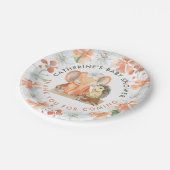 象ハリネズミ名ありがとう女の子ベビーシャワー ペーパープレート (アングル)