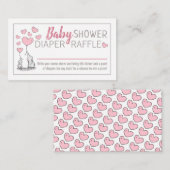 象ハートベビーシャワーおむつラッフル エンクロージャーカード (正面/裏面)
