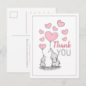 象ハート赤ちゃんシャワーありがとうはがき インビテーションポストカード (正面/裏面)