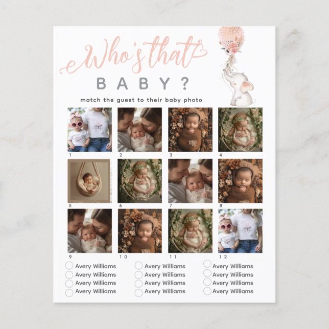 象バルーンベビーシャワーゲームベビー顔試合 (正面)