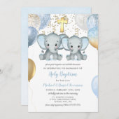 象バルーン水彩洗礼招待状 招待状 (正面/裏面)
