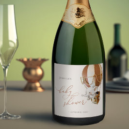 象バルーン赤ちゃんシャワーきらめくワインラベル スパークリングワインラベル