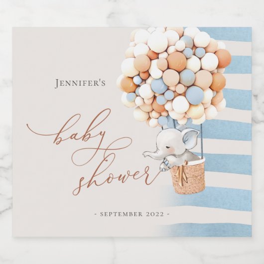 象バルーン赤ちゃんシャワーきらめくワインラベル スパークリングワインラベル (シングルラベル)