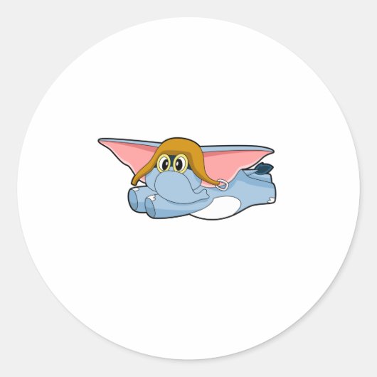 象パイロットパイロット帽子 ラウンドシール (正面)