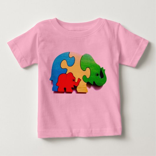 象パズルベビー ベビーTシャツ (正面)
