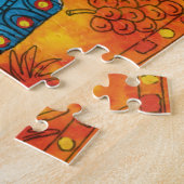 象パターン(の模様が)ある水カラーイラストレーション ジグソーパズル (側面)