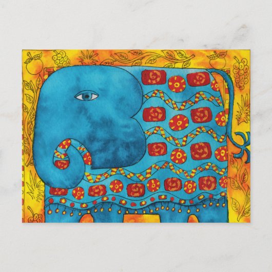 象パターン(の模様が)ある水カラーイラストレーション ポストカード (正面)