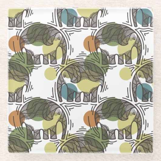 象パターン ガラスコースター (正面)