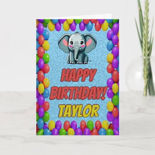 象パーソナライズされたおもしろい挨拶誕生日 カード (正面)