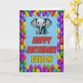 象パーソナライズされたおもしろい挨拶誕生日 カード (黄色い花)