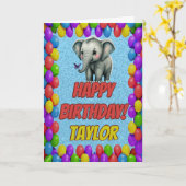 象パーソナライズされたおもしろい挨拶誕生日 カード (黄色い花)