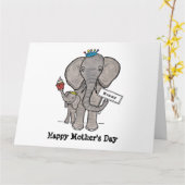象パーソナライズされたとベビーの母の日札 カード (黄色い花)
