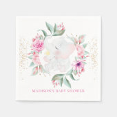 象パーソナライズされたエレガント女の子のシャワー スタンダードカクテルナプキン (正面)