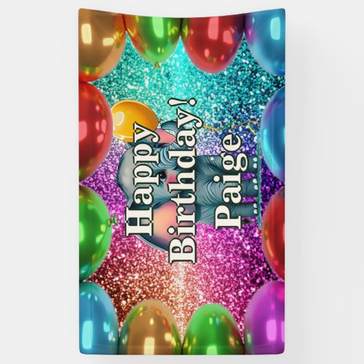 象パーソナライズされたキャラクター誕生日バナー 横断幕 (縦)