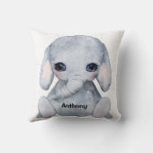 象パーソナライズされた名の水色モダン クッション (裏面)