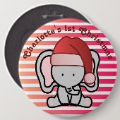 象パーソナライズされた第1クリスマス赤ちゃん女の子 缶バッジ (正面&裏面)