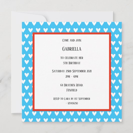 象パーソナライズされた象とベビー誕生日招待状 (裏面)