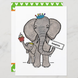 象パーソナライズされた象とベビー誕生日招待状