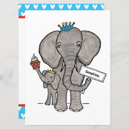 象パーソナライズされた象とベビー誕生日招待状