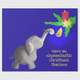 象パーソナライズされた象のクリスマス大玩具 ラッピングペーパー