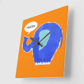 象パーソナライズされた象 スクエア壁時計 (傾斜)