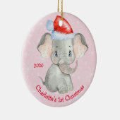 象パーソナライズされた1位クリスマスベビーガールピンク セラミックオーナメント (右)