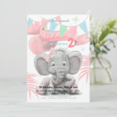 象パーティーの女の子の誕生日の招待 案内状 (スタンド正面)