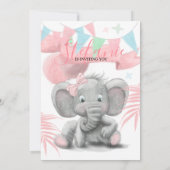 象パーティーの女の子の誕生日の招待 案内状 (裏面)