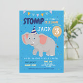 象パーティー子供の誕生日ワイルドおもしろい招待状 招待状 (スタンド正面)