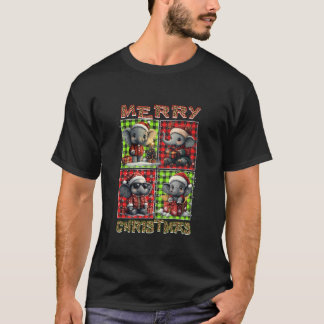 象ヒョウ水牛プレイド動物メリー恋人 Tシャツ