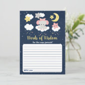 象ピンクと海軍の赤ちゃんシャワー知恵の言葉 招待状 (スタンド正面)