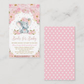象ピンクのフローラ赤ちゃんシャワーが本を持ってくる エンクロージャーカード (正面/裏面)