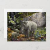 象ファミリー雨林パーティー ポストカード (正面/裏面)