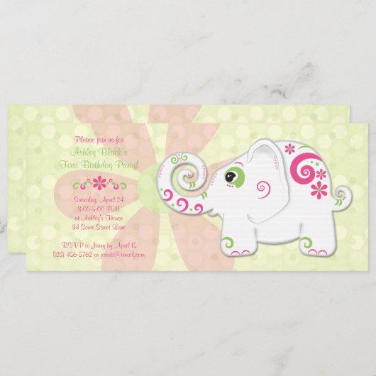 象ファンシー生誕生会の招待状 招待状 (正面/裏面)