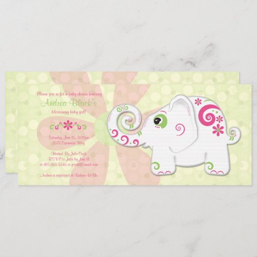 象ファンシー赤シャワー招待状 招待状 (正面/裏面)